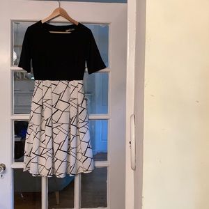 Oxiuly Party Black White Geometric Dress